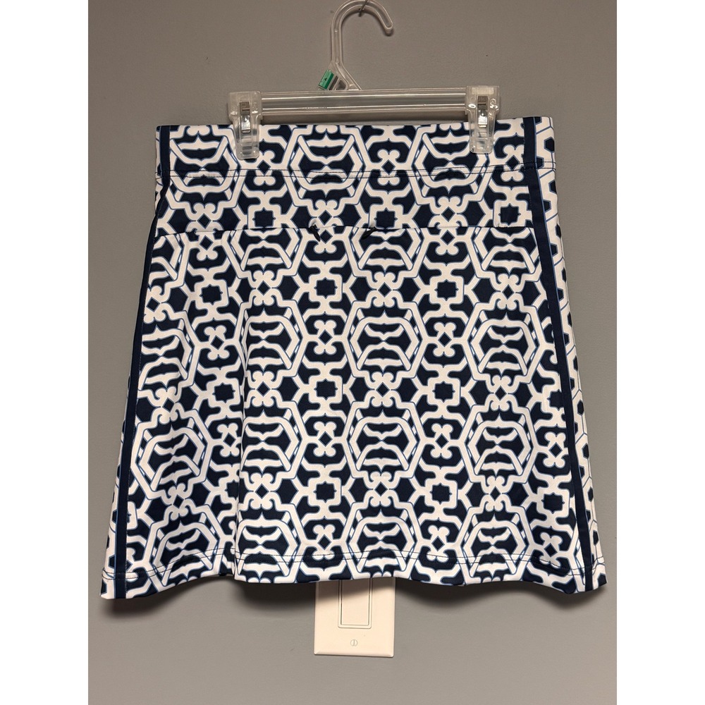 Gretchen Scott Skippy Skort Blue White Geometric Lattice Golf Tennis Skirt Small - Picture 4 of 8